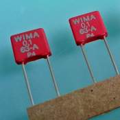 0.1uF (100nF) 63VDC Wima MKS 2 polyester capacitor, each -SOLD